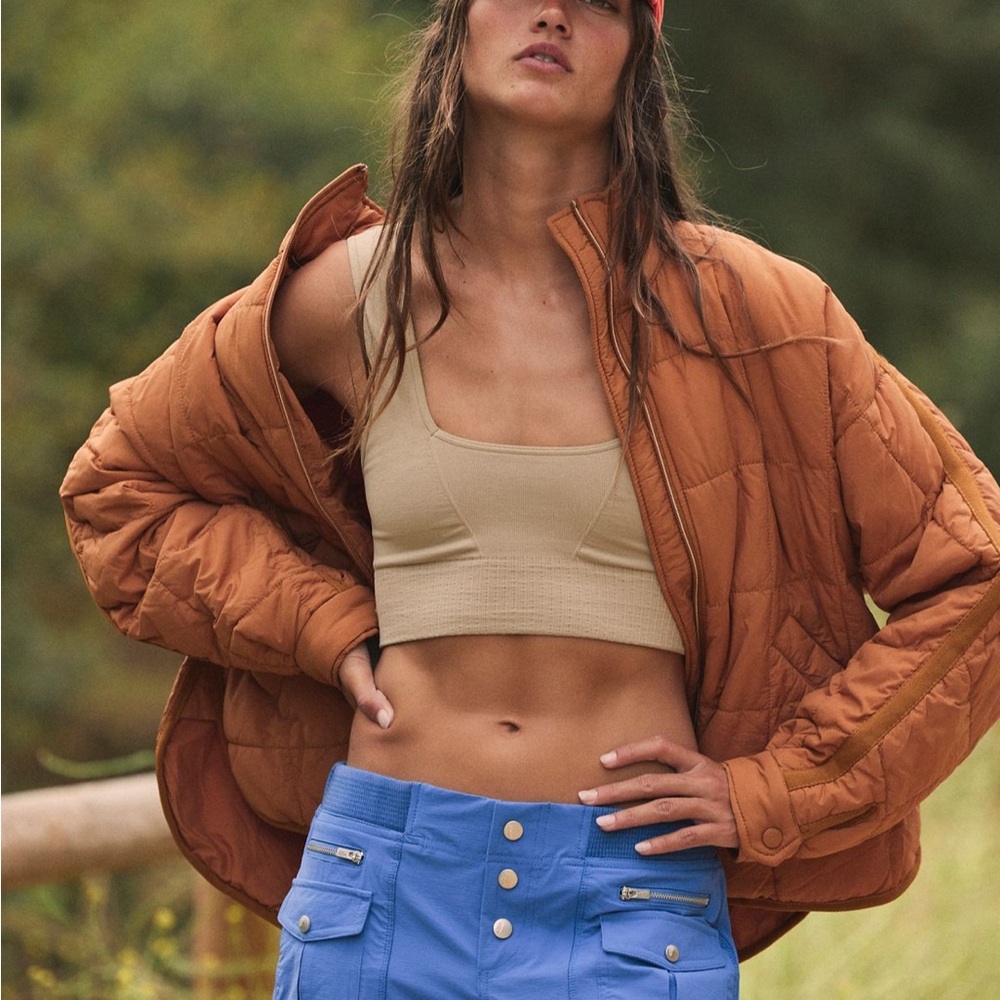 Free People Pippa Packable Puffer Jacket in Toasted Coconut
